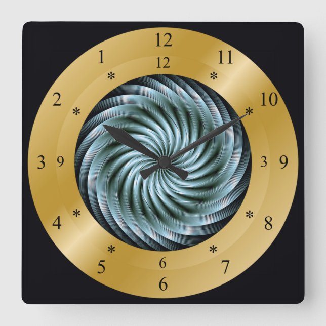 Time Maskin Clock ~ Time Warp Whirlpool ~ Fyrkantig Klocka (Framsida)
