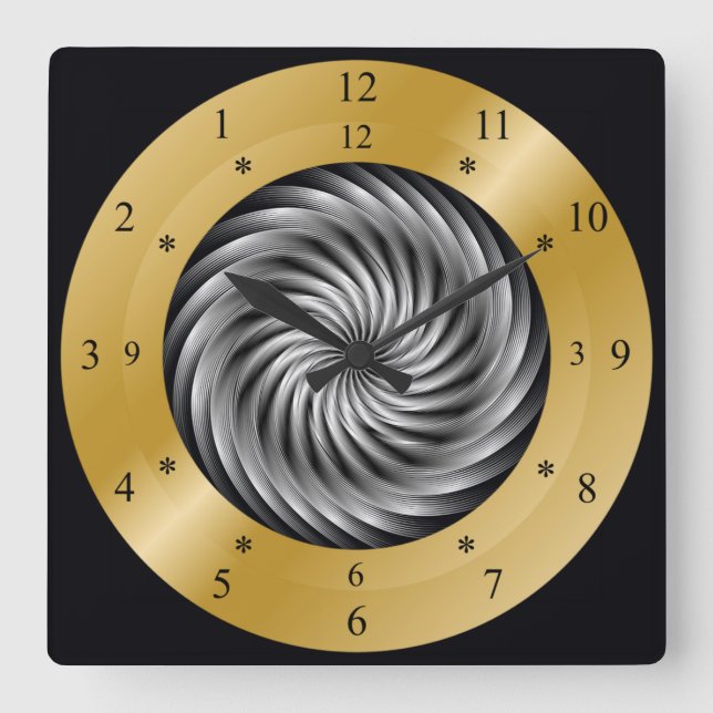 Time Maskin Clock ~ Time Warp Whirlpool ~ Fyrkantig Klocka (Framsida)