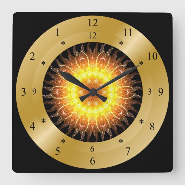 Time Maskin Clock ~ Tosted Sol ~ Fyrkantig Klocka (Framsida)