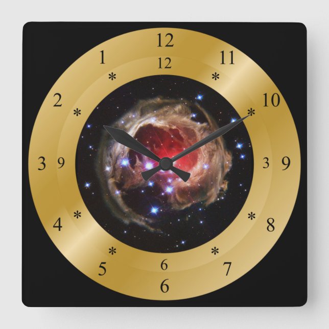 Time Maskin Clock~V838 Monocerotis~Star Outburst~ Fyrkantig Klocka (Framsida)
