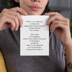 Time Maskin Travel Funny Future Sci-Fi Joke Humor Helgkort