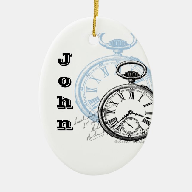 Time Pocket Watch jul Ornamet Julgransprydnad Keramik (Framsidan)