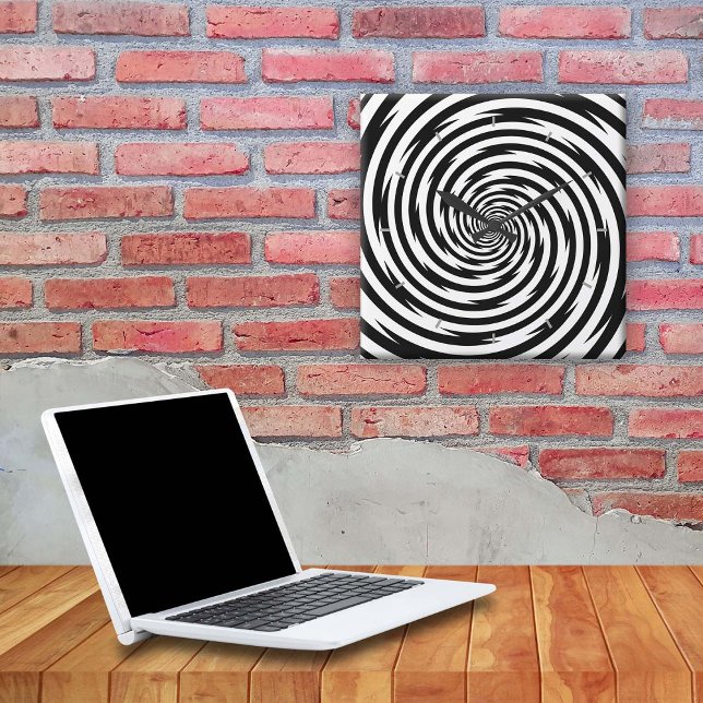 Time som böjer hypnosspiral fyrkantig klocka (Are you getting dizzy? Add a touch of magic mystery to your space.)