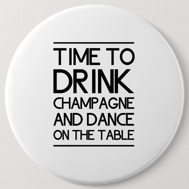 Time som dricker champagne och dans på bord knapp (Framsida)