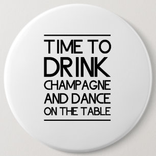 Time som dricker champagne och dans på bord knapp