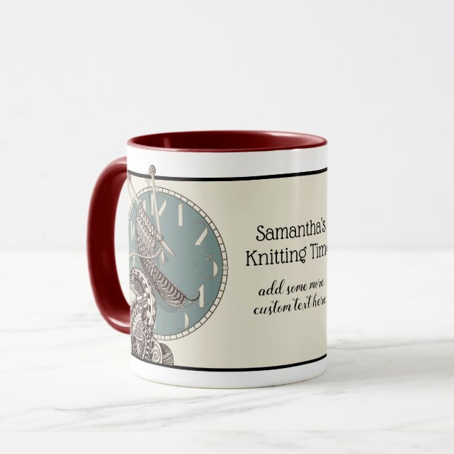 Time som sticker stickor och garnklotterkonst mugg (Framsida vänster)
