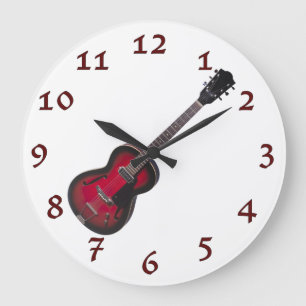 Time som vaggar den röda gitarren för vintage stor klocka