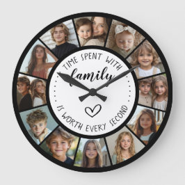Time Spent With Family Quote 12 Photo Collage Stor Klocka