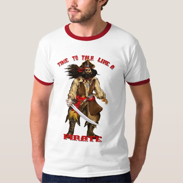 Time till prata som en pirat skjortan tee shirt (Framsida)