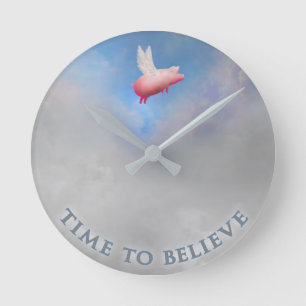 Time till, tro-när grisar flyger väggen, tar tid rund klocka
