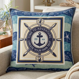 Time To Adventure Custom Maritime Boat Name Kudde