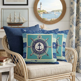 Time To Adventure Custom Maritime Boat Name Kudde
