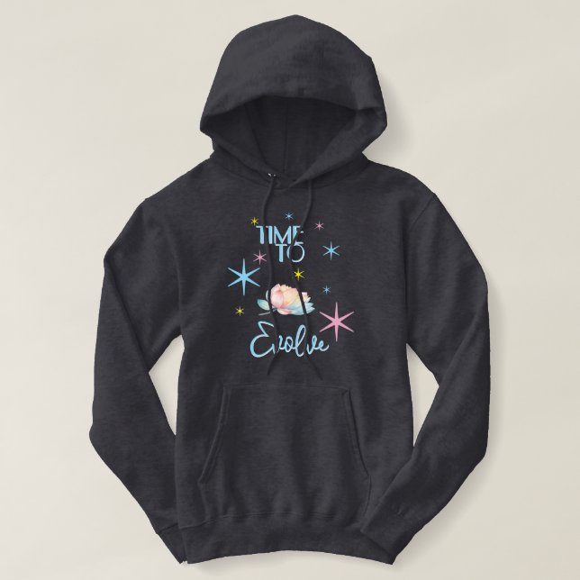 Time To Evolve Cosmic Lotus Hoodie T Shirt (Design framsida)