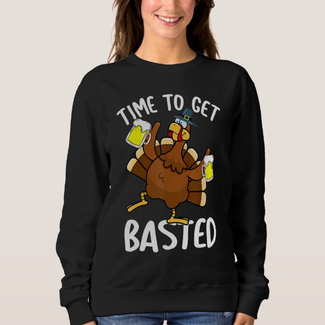 Time To Get Basted  Beer Thanksgiving Turkey  Men T Shirt (Framsida)