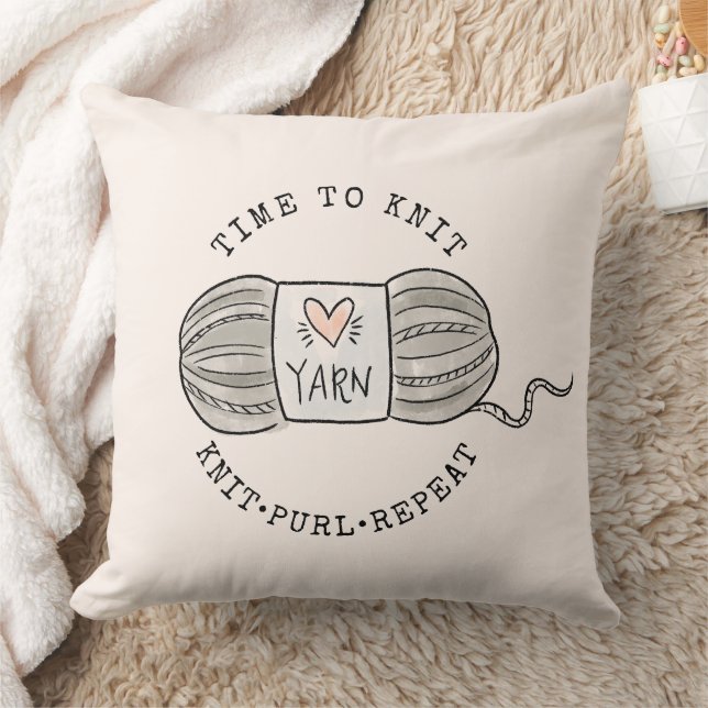 Time to Knit Blush Pink Kudde (Filt)