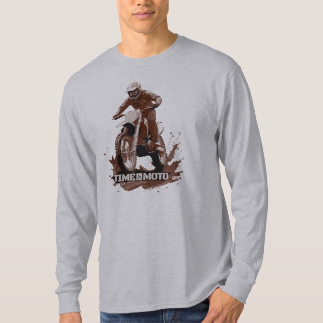 Time to Moto Dirt Bike Graphic Long Sleve T-Shirt (Framsida)