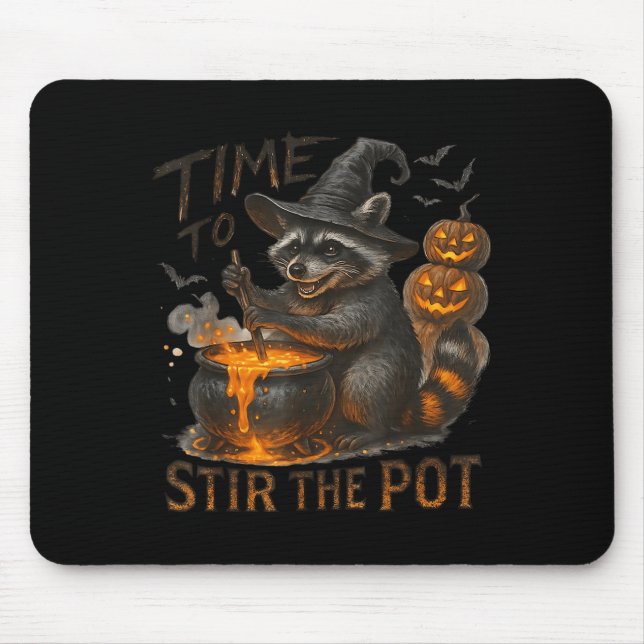 Time To Stir T Funny Raccoon Retro Halloween Anima Musmatta (Framsidan)