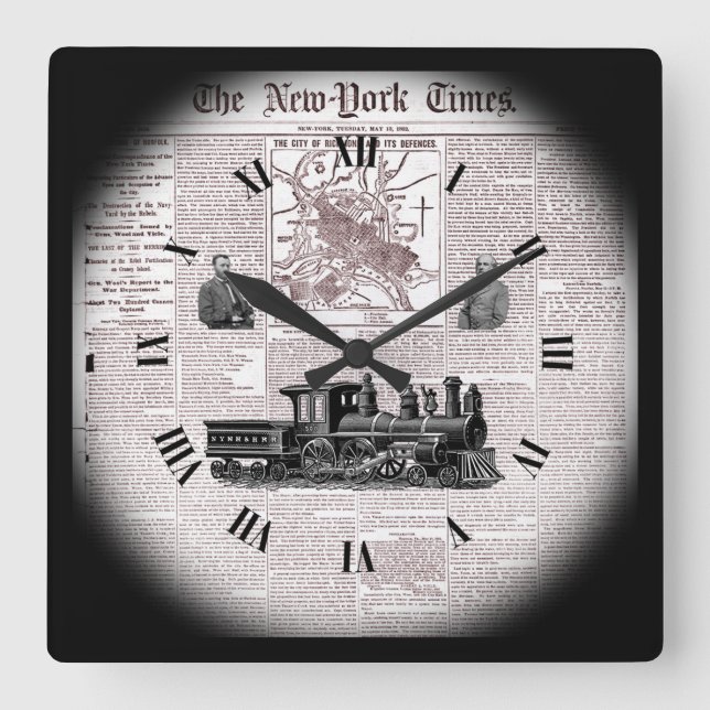 Time Travel ~ NY Times ~ 13 maj, 1862 ~ Richmond ~ Fyrkantig Klocka (Framsida)