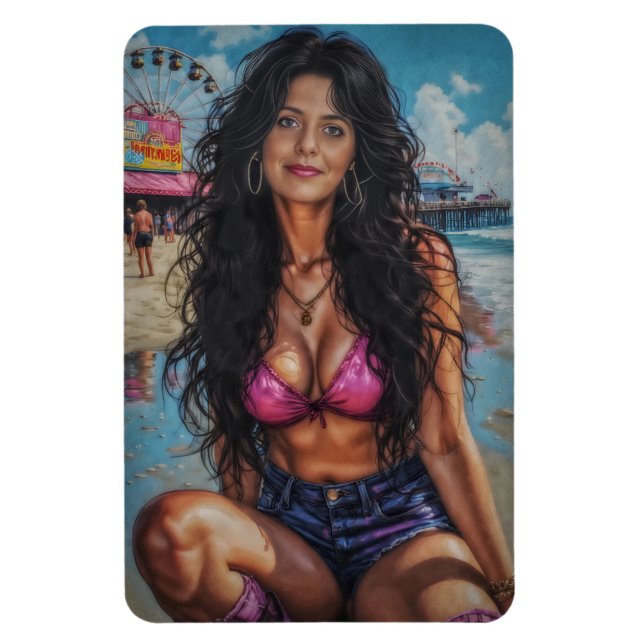 Time Traveler: 80s Throwback Seaside Charm Magnet (Vertikal)