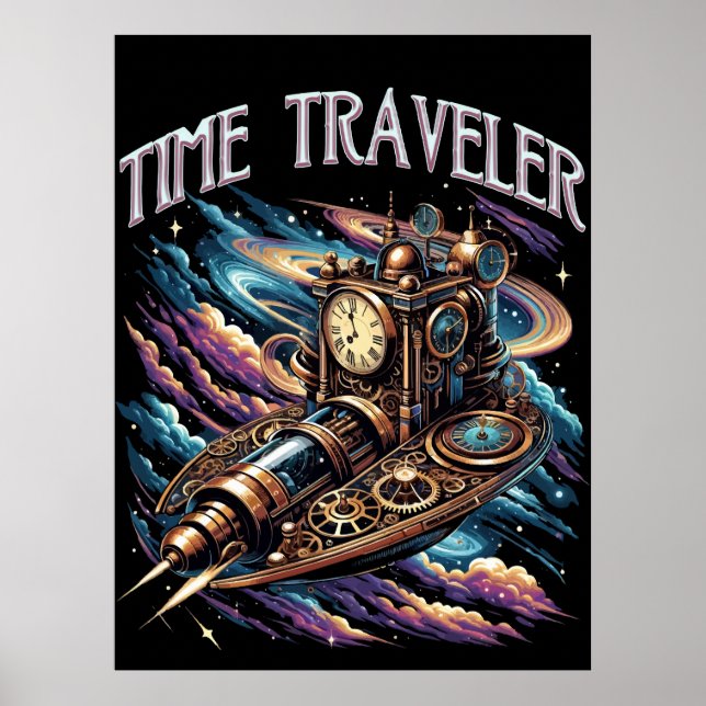 Time Traveler - Steampunk Space Äventyr Poster (Framsidan)