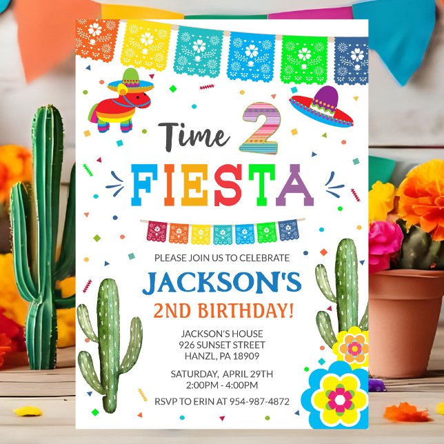 Time Two Fiesta | Mexikansk inbjudan till 2-årsdag (Skapare uppladdad)