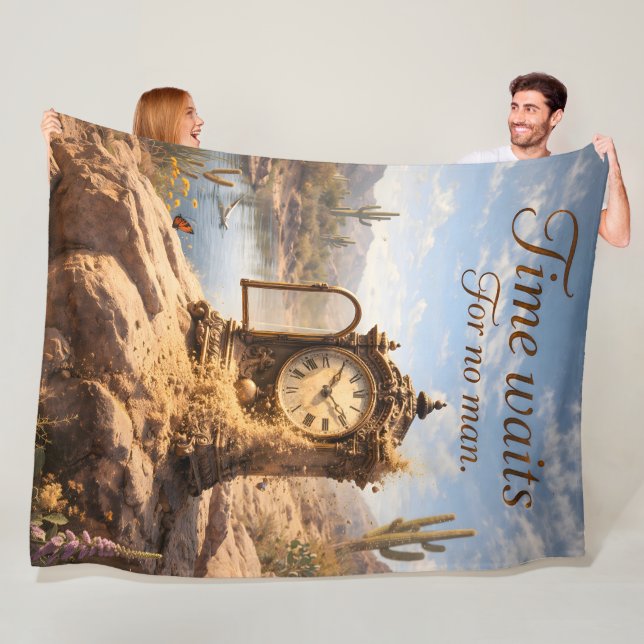 Time waits for desert clock fleece blanket de (På plats)