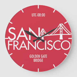Time Zon Typography Wall Clock San Francisco Stor Klocka