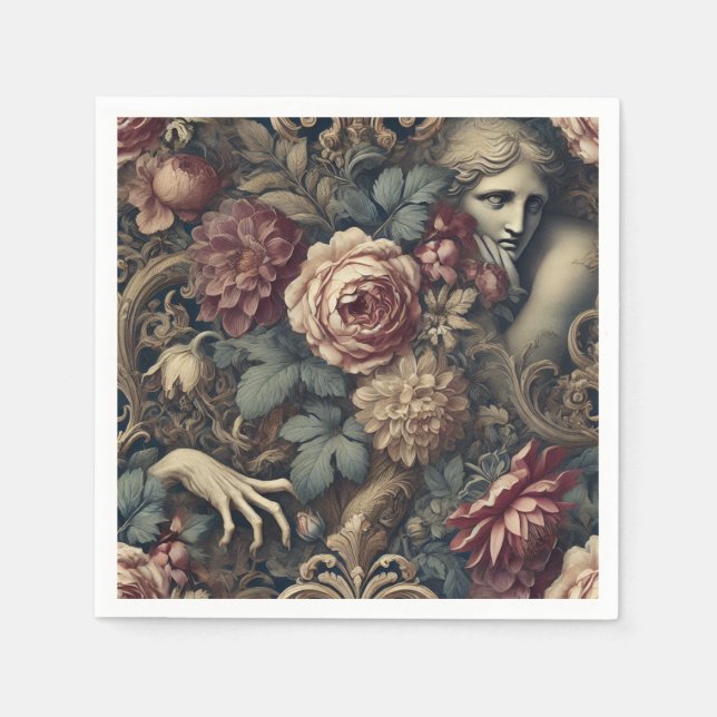 Timelapse - Gothic Blommigt Pillow Pappersservett (Framsidan)