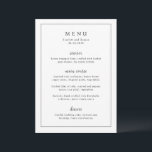 Timeless Black and White Elegant Wedding Meny<br><div class="desc">Elegant wedding menu featuring a simple design with serif and script fonts inside of a border.</div>