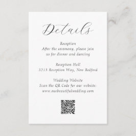 Timeless Black and White QR Code Elegant Wedding Tilläggskort