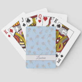 Timeless Botanical Bloom Soft Blue Monogram Casinokort