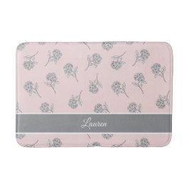 Timeless Botanical Bloom Soft Pink Monogram Bath Badrumsmatta
