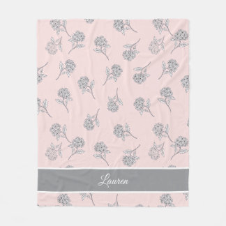 Timeless Botanical Bloom Soft Pink Monogram  Fleec Fleecefilt