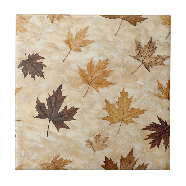 Timeless Botanical Harmony – Leaf in Warm Neutrals Kakelplatta (Framsidan)