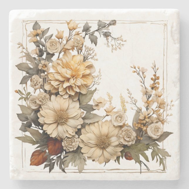 Timeless Botanical Neutral Floral Stenunderlägg (Framsidan)