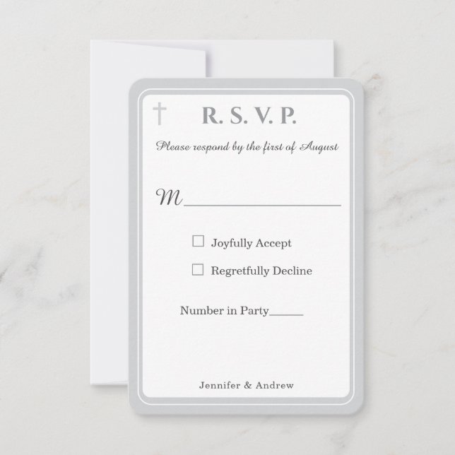 Timeless Catholic Monogrammed Response Card OSA Kort (Framsida)