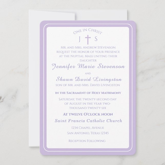 Timeless Catholic Monogrammed Wedding Invitation Inbjudningar (Framsida)