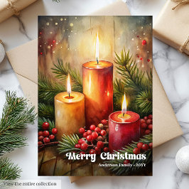 Timeless Christmas candles classic rustic greeting Julkort