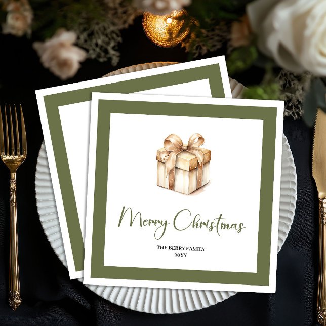 Timeless Christmas Present Custom Family Napkins @ Pappersservett (Timeless Christmas Present Custom Family Napkins @)