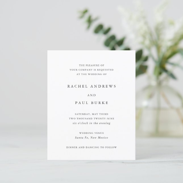 Timeless Classic Formal Wedding Invitation (Stående Fram)