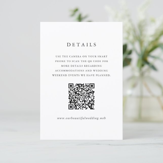Timeless Classic QR Code Formal Wedding Tilläggskort (Stående Fram)