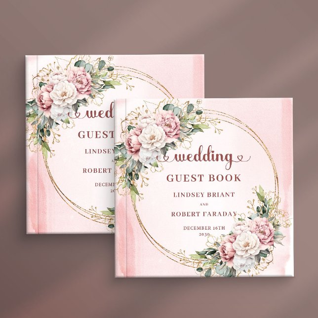 Timeless Dusty Pink Floral Eucalyptus Guest Book Gästböcker (Timeless Dusty Pink Floral Eucalyptus Guest Book)