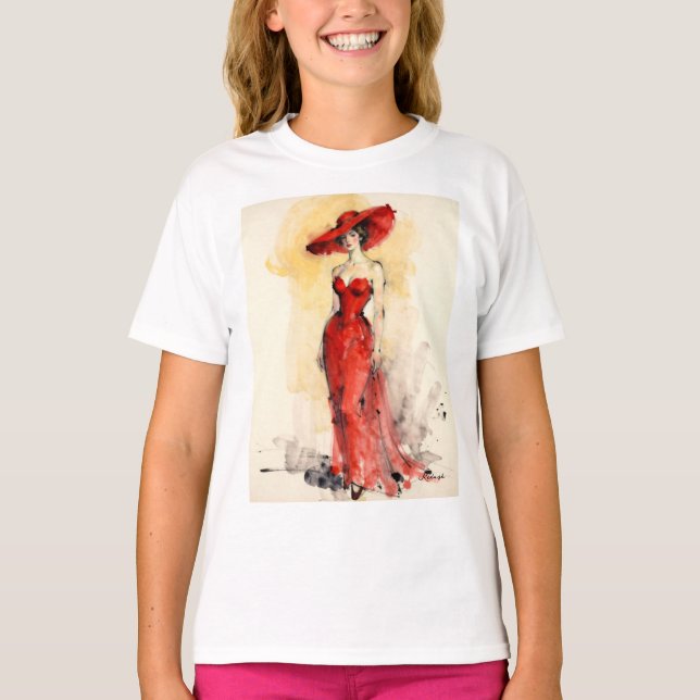 Timeless Elegance – Abstract Woman Portrait Art T Shirt (Framsida)