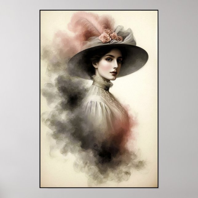 Timeless Elegance In Smoky Portrait Poster (Framsidan)