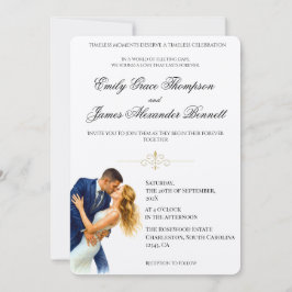 Timeless Elegance Wedding Golden Romance Couple Inbjudningar