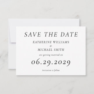 Timeless Elegant White Wedding Save The Date Card Spara Datumet