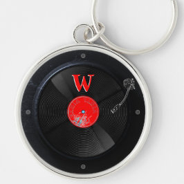 Timeless Groove Turntable Keychain Rund Silverfärgad Nyckelring