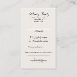 Timeless Ivory Calligraphy Wedding RSVP Card Visitkort