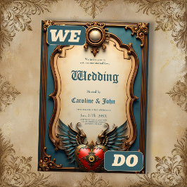 Timeless love, surreal elegance in steampunk style inbjudningar