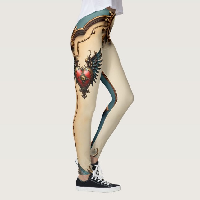 Timeless love, surreal elegance in steampunk style leggings (Höger)